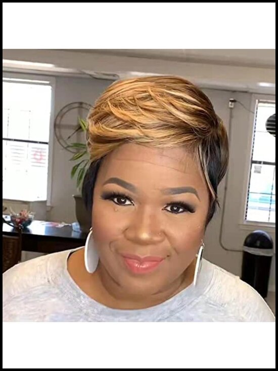 Pixie Cut Wig with Bangs Heat Resistant Synthetic Full Head